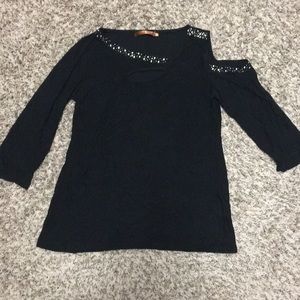 3/4 Length Black Top with Rhinestones